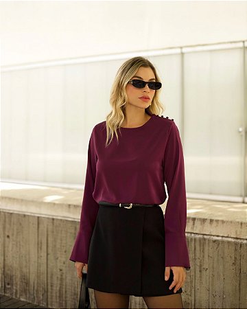 Blusa Manga Longa Satin Doce Flor