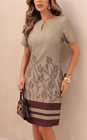 Vestido Tubo Manga Curta Flores