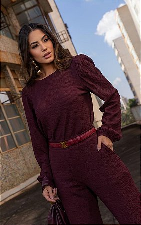 Blusa Em Malha Texturizada Manga Longa