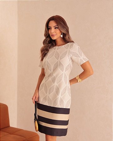 Vestido Tubo Manga Curta P&B