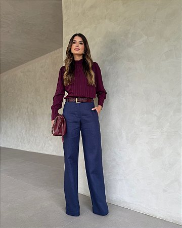 Calça Reta Linho Doce Flor