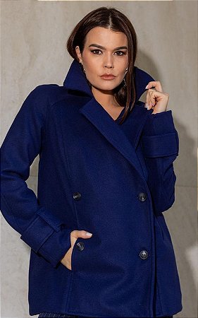 Trench Coat Em Lã Batida com Lapela e Botões