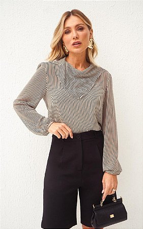 Blusa Lenço Chiffon Listrada Donna Ritz
