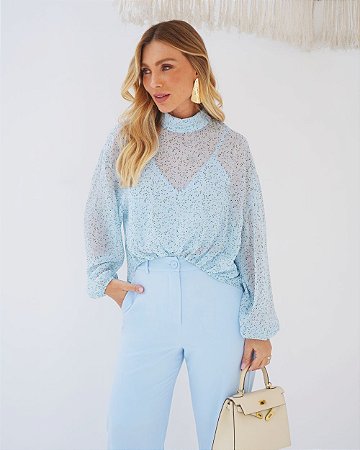 Blusa Em Chiffon Yoryu Estampado Balone Donna Ritz