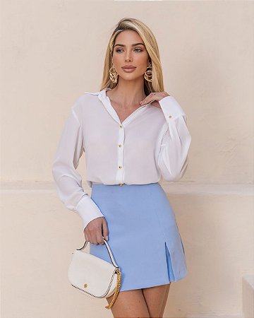 Camisa Crepe Com Botão Dourado Milalai