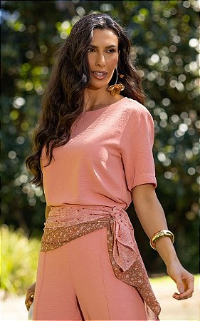 Blusa Em Crepe Alfaiataria Com Faixa Amarração