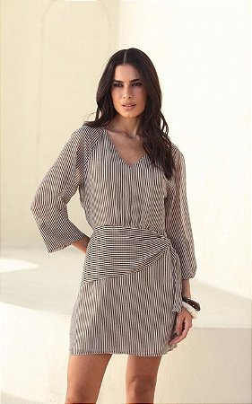Vestido Curto Chiffon Listras Donna Ritz