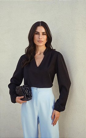 Blusa Gola Curva Manga Longa Donna Ritz