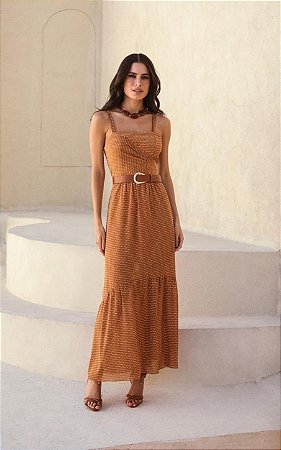 Vestido Longo Yoryu Mini Poá Donna Ritz