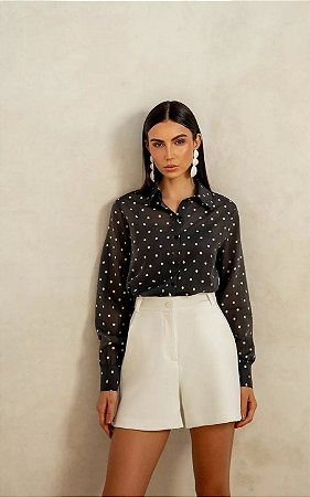 Camisa Manga Longa Poá Doce Flor