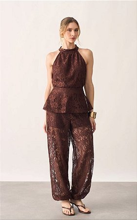 Calça Em Renda Aladim Com Elástico Barra Milalai