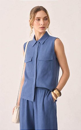 Colete Em Viscose Com Bolsos Frontais Milalai