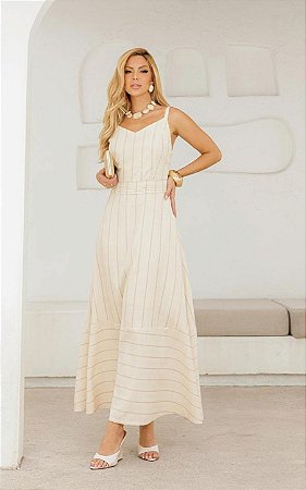 Vestido Midi Alfaiataria Listrado