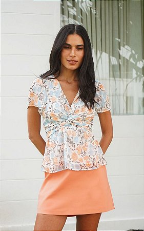 Blusa Yoryu Floral Busto Com Torcido Donna Ritz