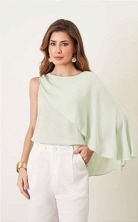 Blusa Em Crepe Capa Assimétrica Milalai