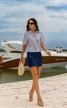 Shorts Saia Alfaiataria Com Bolso Utilitários
