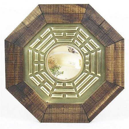 Baguá com espelho Convexo Moldura Madeira - Produtos Esotéricos - Dhonella  loja virtual SP