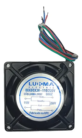 VENTILADOR COOLER C/ROLAMENTO 80X80X38MM BIVOLT - LUKMA