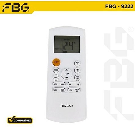 FBG-9222 -  CONTROLE AR CONDICIONADO COMPATIVEL COM SPLIT ELGIN INVERTER