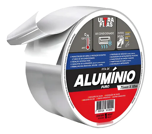 Fita aluminio puro  50mm A x 35 m  C  -  com adesivo