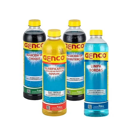 Kit Genco - algicida de manutenção - genfloc - algicida de choque e limpa borda - genco 1lt