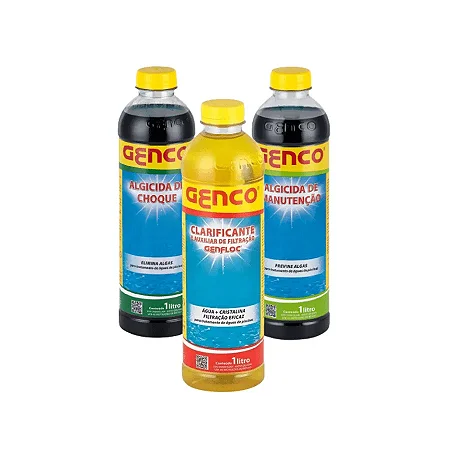 Kit Genco - algicida de choque - genfloc - algicida de manutenção 1lt