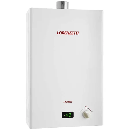 Aquecedor de Água a Gás Lorenzetti Mecânico 8 Litros Branco LZ 800EF-B Bivolt