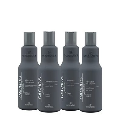 Kit Cachos Perfeitos Shampoo Condicionador Máscara + Ativador 250ml Ecosmetics