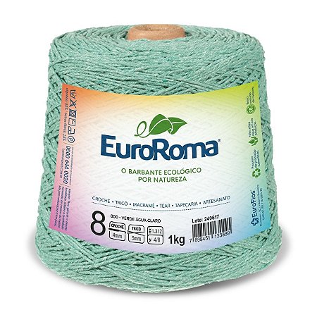 Barbante EuroRoma 1kg Fio 8 Verde Água Claro