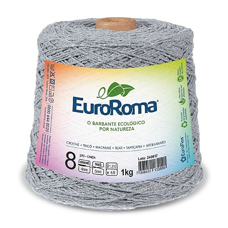 Barbante EuroRoma 1kg Fio 8 Cinza