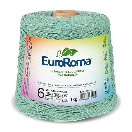 Barbante EuroRoma 1kg Fio 6 Verde Água Claro