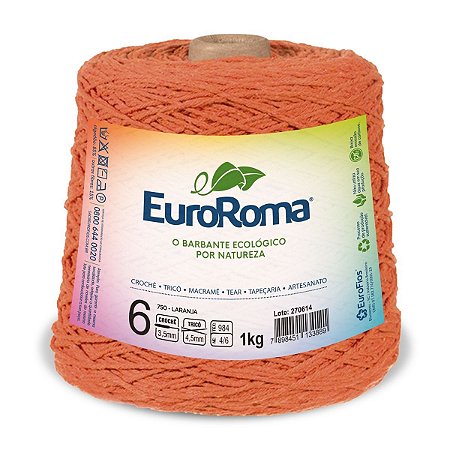 Barbante EuroRoma 1kg Fio 6 - Laranja