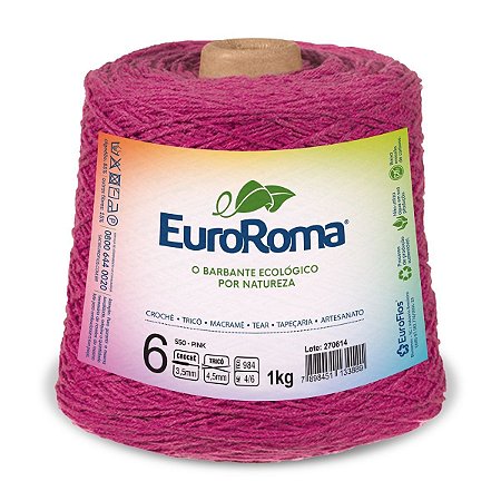 Barbante EuroRoma 1kg Fio 6 Pink