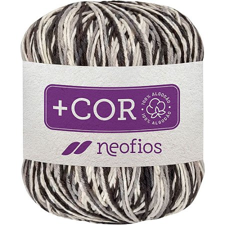 Barbante Neofios + Cor Multicolor 200g Fio 6 Branco/Cinza/Preto