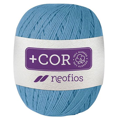 Barbante Neofios + Cor 100% Algodão 200g Fio 6 Azul Aquário