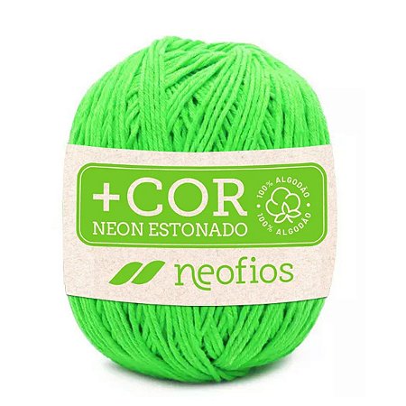 Barbante Neofios + Cor - 100% Algodão 200g - Fio 6 - Verde Neon