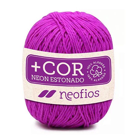Barbante Neofios + Cor - 100% Algodão 200g - Fio 6 - Roxo Neon