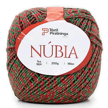 Barbante Núbia Brilho Têxtil Piratininga 200g Fio 6 - Vermelho/Verde/Ouro