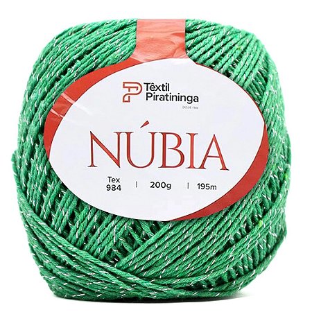 Barbante Núbia Brilho Têxtil Piratininga 200g Fio 6 - Verde/Prata