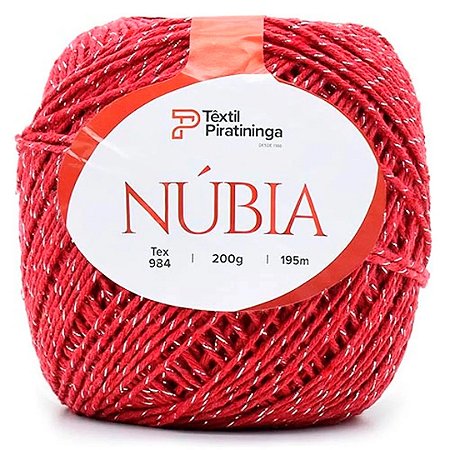 Barbante Núbia Brilho Têxtil Piratininga 200g Fio 6 - Vermelho/Prata