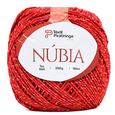 Barbante Núbia Brilho Têxtil Piratininga 200g Fio 6 - Vermelho/Ouro