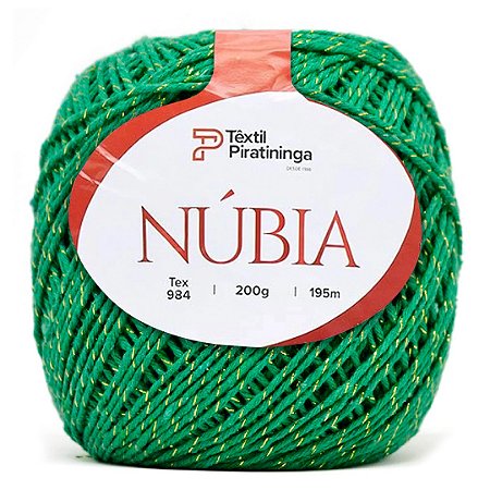 Barbante Núbia Brilho Têxtil Piratininga 200g Fio 6 - Verde/Ouro