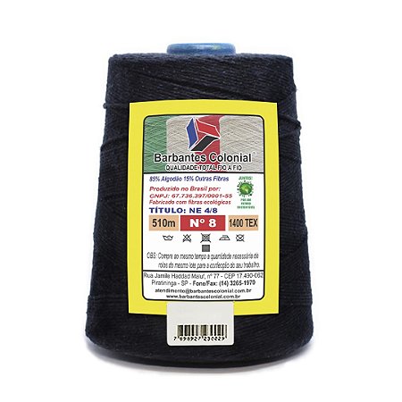 Barbante Colonial 700g Número 8 - Preto
