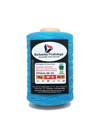 Barbante 2Kg Número 6 - Azul Turquesa