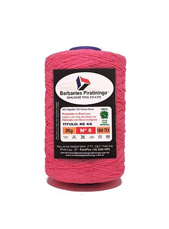 Barbante 2Kg Número 6 - Rosa Fluorescente
