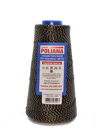 Linha Poliana Brilho 500m - Preto/Dourado