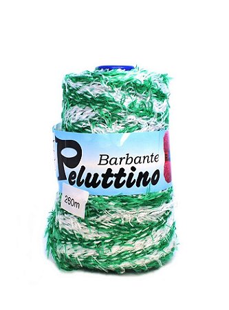 Barbante Felpudo Peluttino Mesclado Numero 6 Verde/Branco