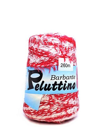 Barbante Felpudo Peluttino Mesclado Numero 6 Vermelho/Branco