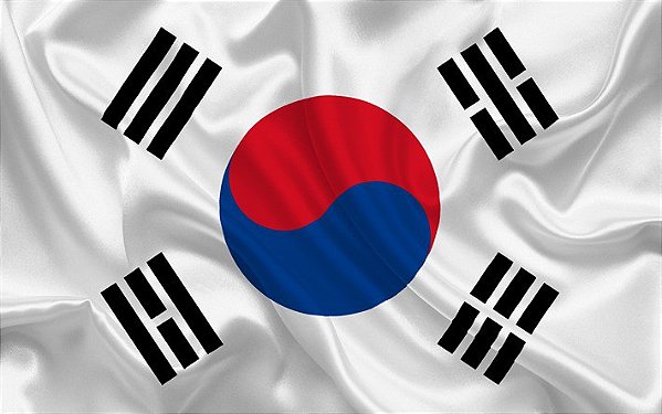 Bandeira da Coréia do Sul de Cetim 1,40x0,91cm Copa do Mundo