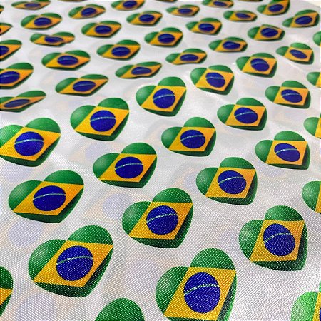 Tecido Estampado Coração do Brasil 1,45x1,00m Copa do Mundo